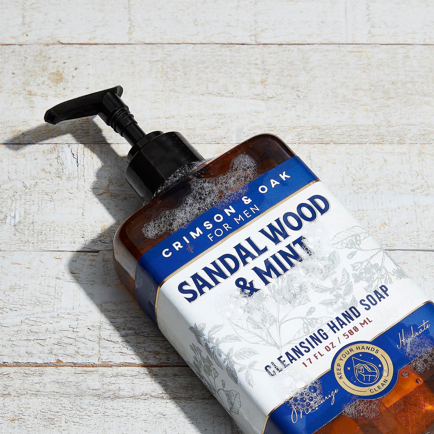 Body Prescriptions Crimson & Oak Men's Deep Cleansing Hand Soap with Pump Dispenser, 17 Fl Oz (Pack of 2), Sandalwood and Mint