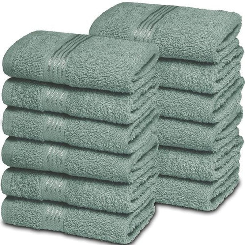 Belizzi Home Ultra Soft Cotton Washcloths, Contains 12 Piece Face Cloths 12x12 inch, Ideal for Everyday use Face Towels, Compact & Lightweight Multi Purpose Washcloths - Jade