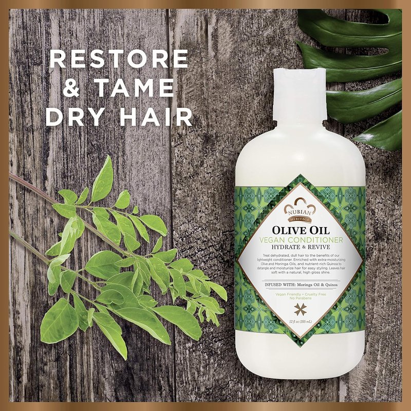Nubian Heritage Olive Oil Conditioner for Dry Hair - Nourishing & Hydrating 12 oz