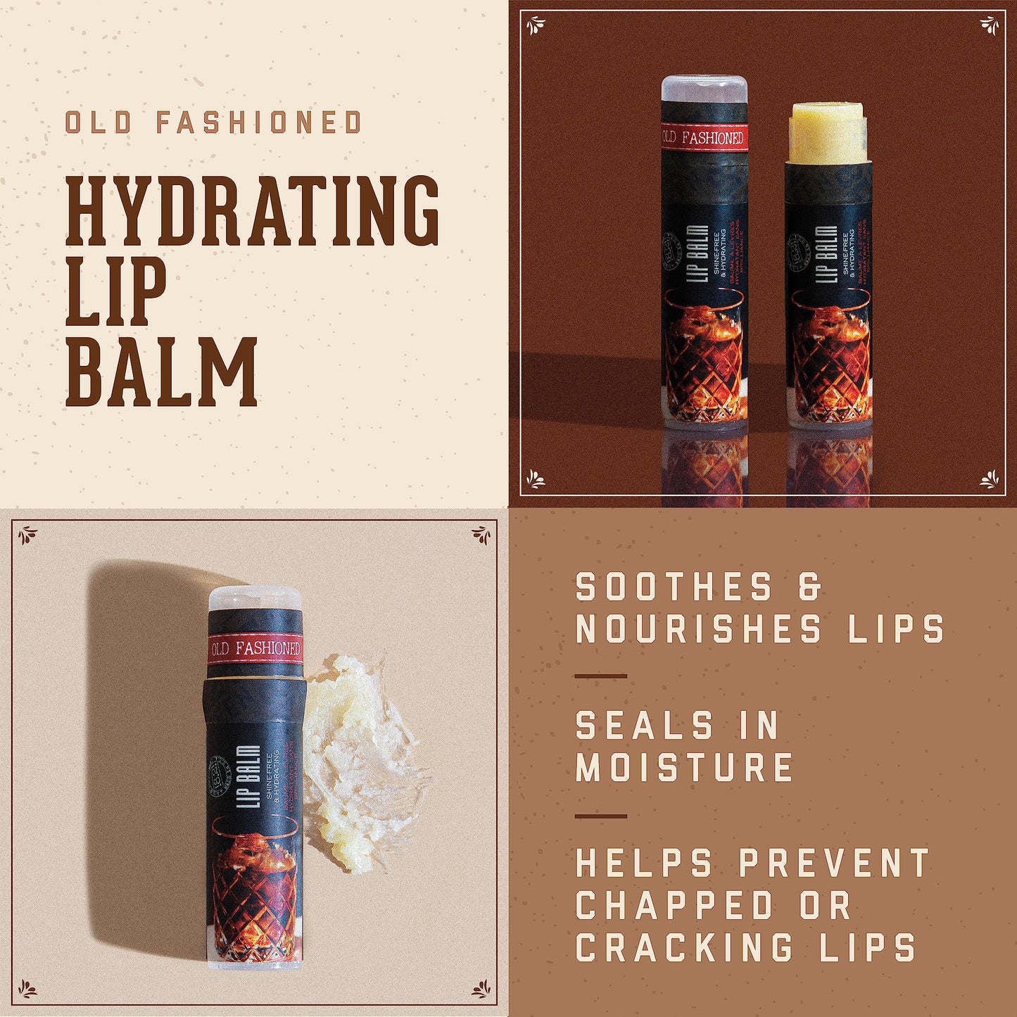 18.21 Man Made Octane 500 Sweet Tobacco Hand & Body Lotion, & Lip Balm 2-Set Bundle, All Hair & Skin Types for Men, Strengthens and Moisturizes in a Manly Aroma