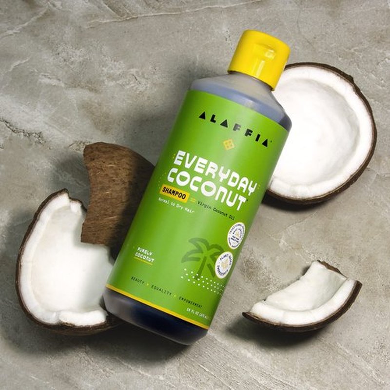 Alaffia Hair Care, Everyday Coconut Shampoo, Gentle & Hydrating Daily Cleansing, Wavy & Curly Hair Products, Vitamin E, Virgin Coconut Oil, Ginger Extract, 2 Pack - 16 Fl Oz Ea