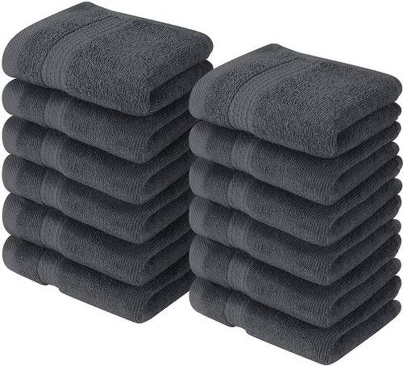 Utopia Towels [12 Pack Premium Wash Cloths Set (12 x 12 Inches) 100% Cotton Ring Spun, Highly Absorbent and Soft Feel Essential Washcloths for Bathroom, Spa, Gym, and Face Towel (Grey)