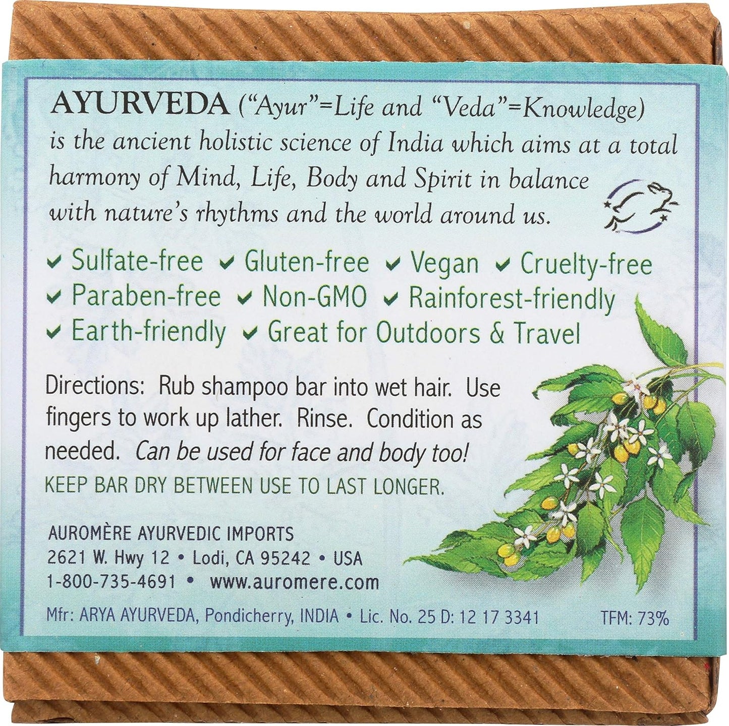 Auromere Ayurvedic Shampoo Bar - Eco Friendly, Handmade, Vegan, Cruelty Free, Natural, Non GMO, All in One Bar for Soap and Shampoo (4.23 oz), 5 pack