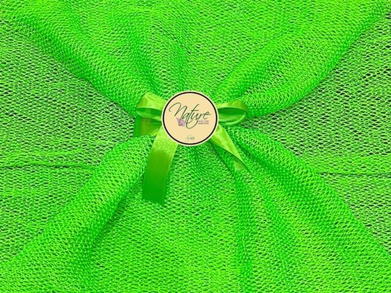 Nature by EJN - Net Bath Sponge, Ghana N1 Weave, Long, Skin Exfoliation, African, Porous, Stretches Horizontally to Approximately 49" (Chartreuse Green)