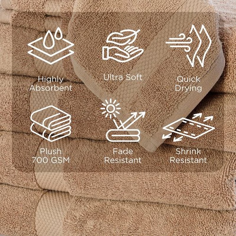 Villa Celestia Luxury Bath Towels, 700 GSM Premium Beige Bath Towels, Quick Dry Beige Towels Bathroom, Soft Bath Towels Body Towels Beige Towel Set for Bathroom 27x54 Inches, Beige Towels Set of 3