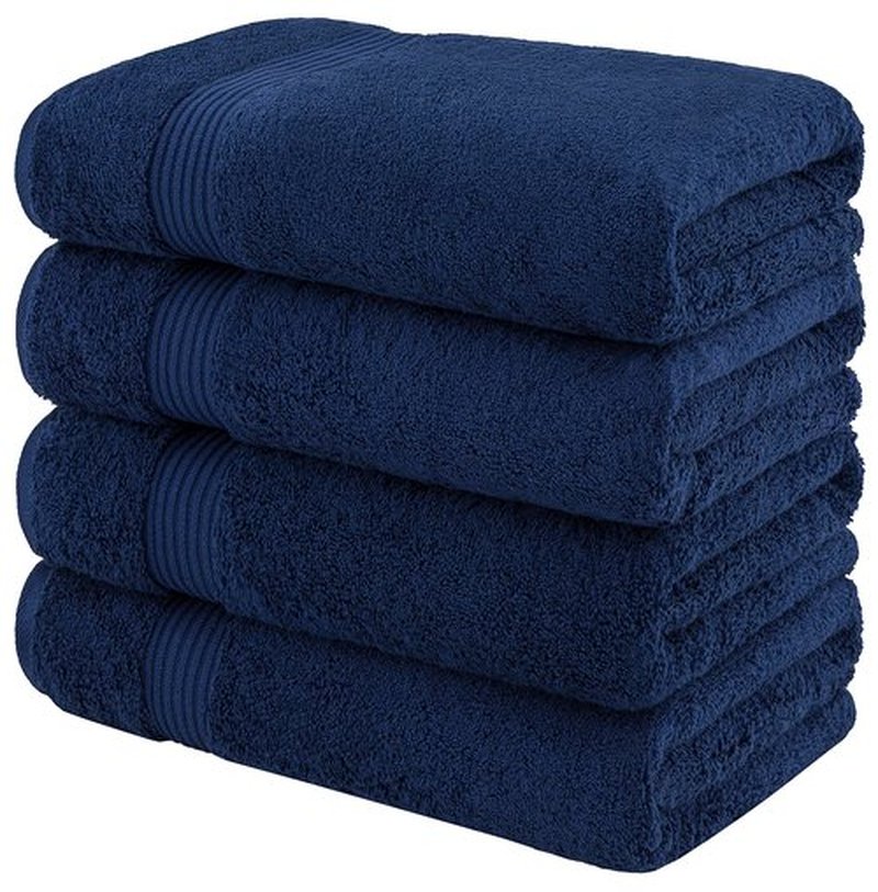 American Veteran Towel, 100% Cotton Turkish Bath Towels for Bathroom 4 Pack Clearance Prime, 27x54 Extra Large Premium Soft Drying Bathroom Towels, Navy Blue