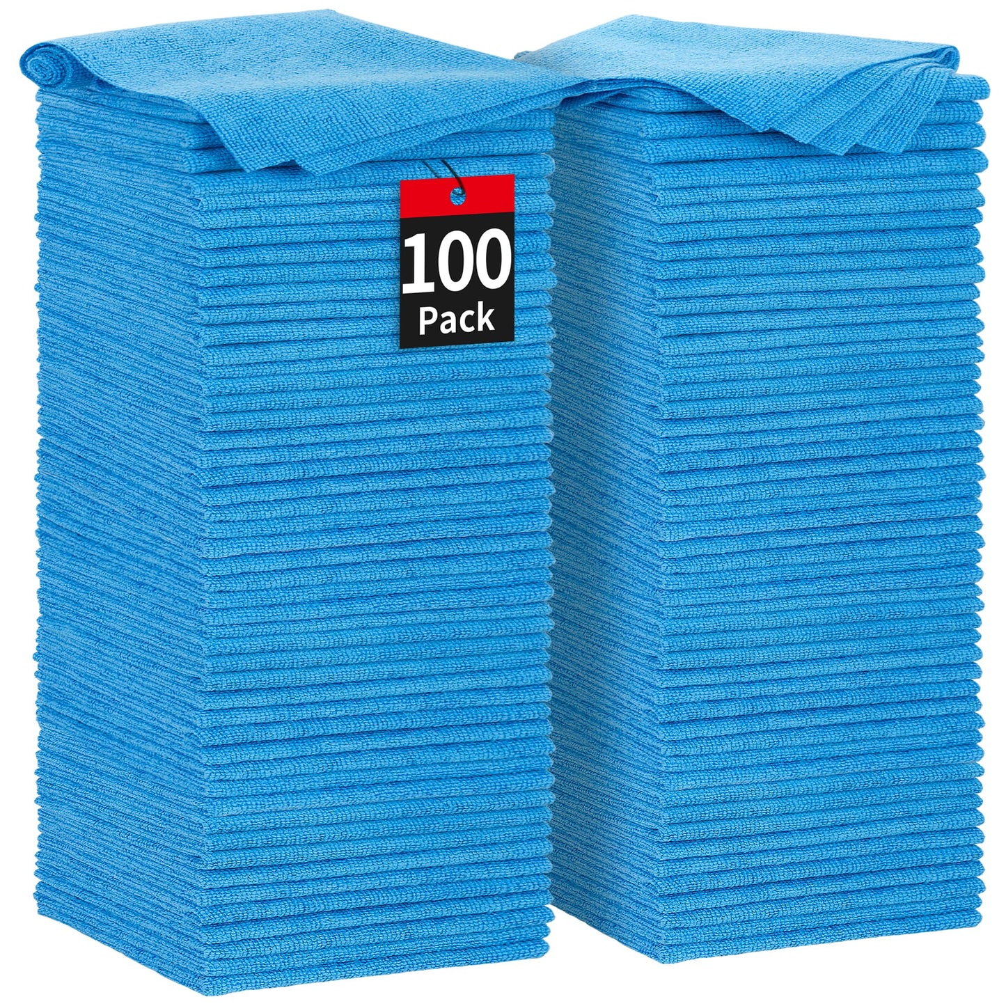 HOMERHYME Shop Towels, 100 Pack Microfiber Towels for Cars, Microfiber Cleaning Cloths, Bulk Multipurpose Lint-Free Cleaning Rag for Mechanic Automotive Garage Office, 11.5"*11.5" Blue