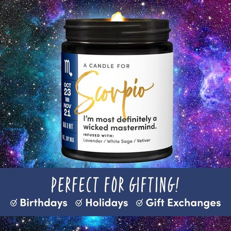 WAX & WIT Birthday Gifts for Women, Scorpio Gifts Women, Scorpio Candle Gifts for Women, Astrology Gift, October November Birthday Gifts for Women, Zodiac Candles, Birthday Gifts for Her, Zodiac Gifts